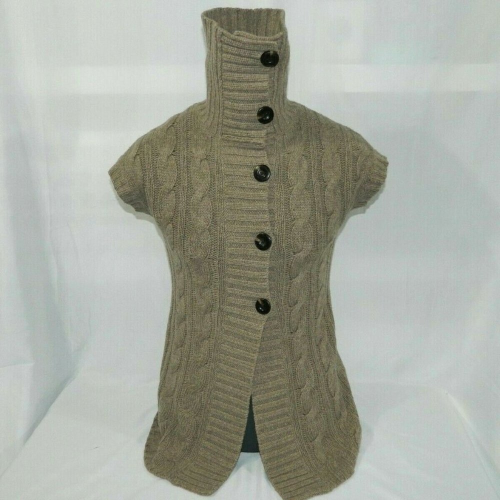 Eddie Bauer Knit Turtle neck Cardigan Sweater Short Sleeve Brown Womens XS - Picture 8 of 10